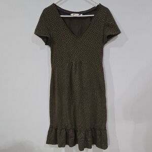 Boden Sz 8L Womens Khaki Green Midi Dress with Polka Dots